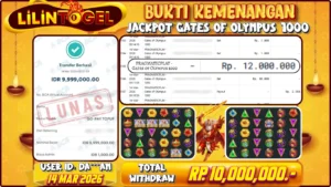 BUKTI WITHDRAW LILINTOGEL KEMENANGAN JACKPOT DI GATES OF OLYMPUS 1000 14 MARET 2026